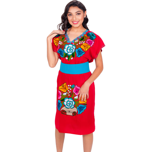 Vestido bordado estilo Chiapas imp-78012